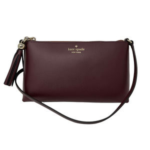 Kate Spade Ivy Street Amy Cherrywood Leather Crossbody Bag W/ Tassel WKRU4856
